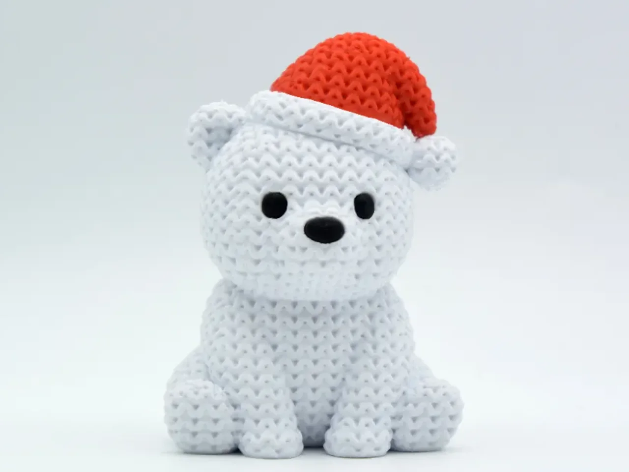 Urso Polar de Tricô com Gorro de Papai Noel - Natal